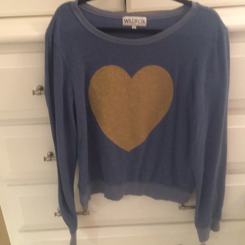 Wildfox sweatshirt romper with glitter gold heart